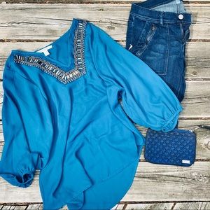 Francesca’s Blue Beaded Top